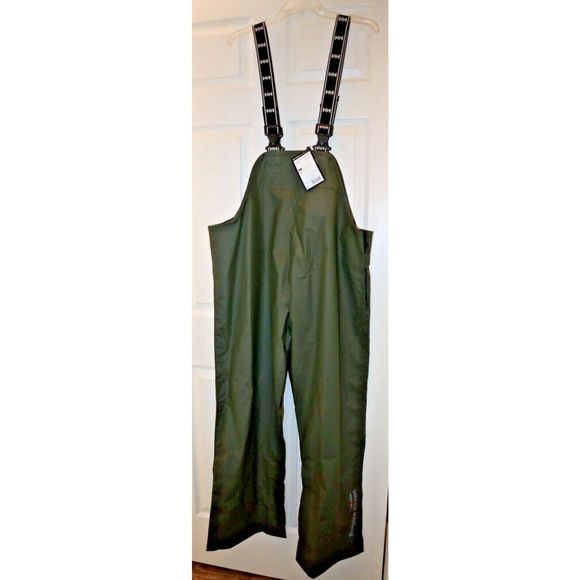 Helly Hansen 70529-480 Men's Sz L Army Green Pvc/Polyester Workwear Mandal Bib - Picture 1 of 9